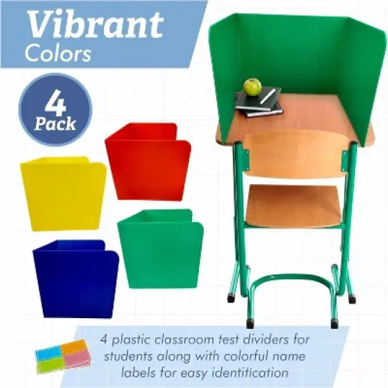 4E's Novelty 4ct Colored Desk Dividers &ndash; Classroom Essentials and Testing Panels for Students and Teachers image {2}