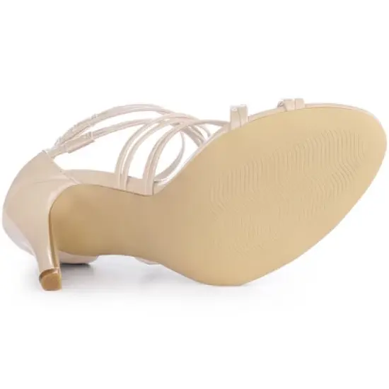 Allegra K Women's Open Toe Strappy Stiletto Heel Lace Up Sandals image {4}