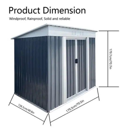 HANPURE Outdoor Storage Sheds 6FTx4FT Pent Roof Grey image {1}