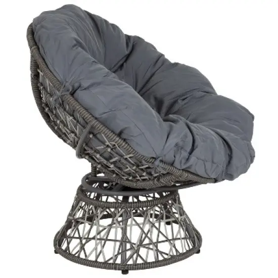 Flash Furniture Bowie Comfort Series Swivel Patio Chair with Dark Gray Cushion image {3}