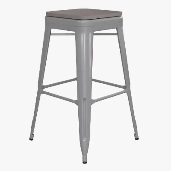 Flash Furniture Cierra Set of 4 Commercial Grade 30" High Backless Metal Indoor Bar Height Stools with All-Weather Poly Resin Seats image {11}