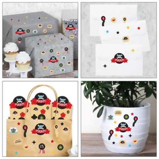Big Dot of Happiness Pirate Ship Adventures - Skull Birthday Party Favor Kids Stickers - 16 Sheets - 256 Stickers image {6}