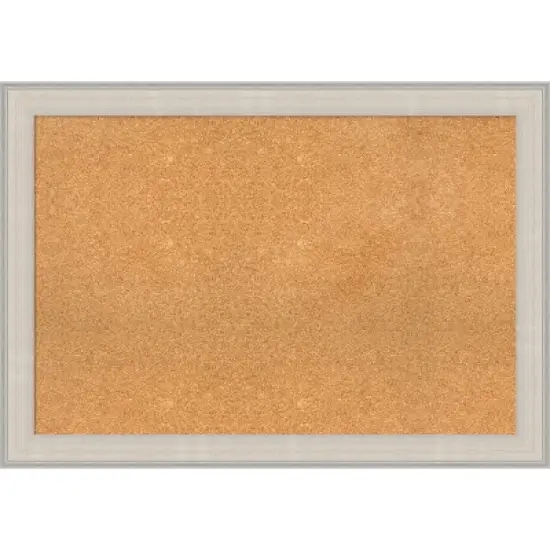 40"x28" Cottage Wood Frame Natural Cork Board White/Silver - Amanti Art image {10}