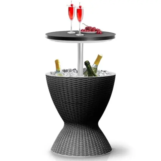 SereneLife Outdoor Cool Bar Table, 7.5 Gallon Beer and Wine Cooler (Grey) image {7}