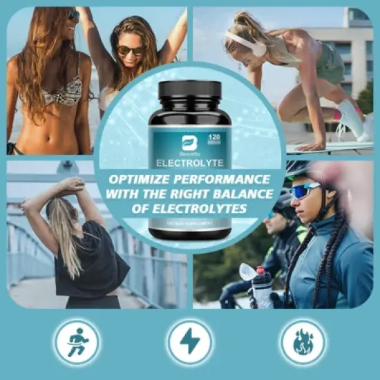 B Beworth Electrolyte Hydration Pills | with Magnesium, Potassium Chloride, Sodium, Calcium, Zinc | 60ct image {4}