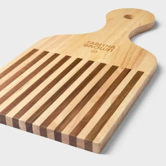 Shaped Wood Cutting Board with Handle - Tabitha Brown for Target: Tabitha Brown Kitchen Collection, Hand Wash, Brown image {2}