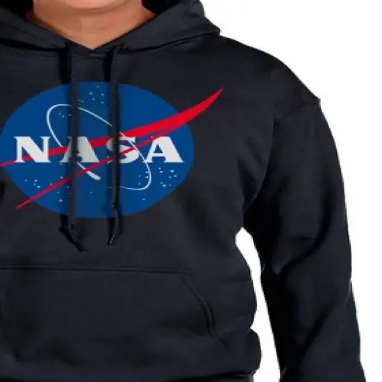 NASA Mens' Meatball Space Fashion Logo Pocket Sweatshirt Hoodie Pullover Black image {2}