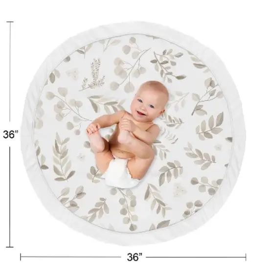 Sweet Jojo Designs Boy Girl Gender Neutral Unisex Baby Tummy Time Playmat Botanical Leaf Collection Taupe and White image {3}