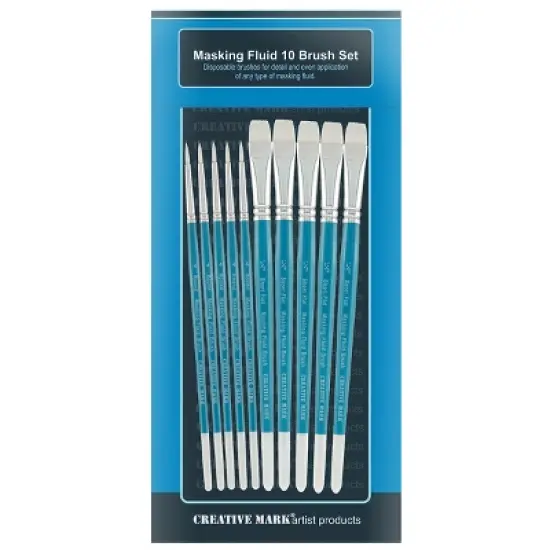 Creative Mark Masking Fluid Paint Brushes (Set of 10) - Watercolor Brushes Contains Synthetic Hair w/ Short Wood Handles image {7}