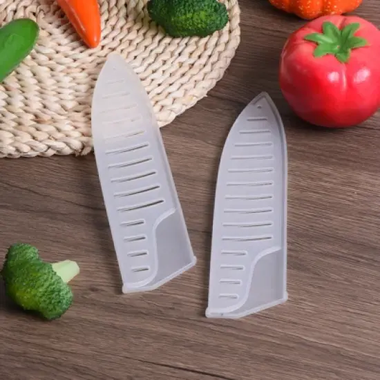 Unique Bargains PP Kitchen Blade Edge Protective Ceramic Knife Sleeves White image {4}