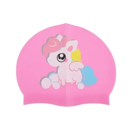 Unique Bargains Kid's Knitted PU Cartoon Horse Swim Cap 1 Pc image {8}