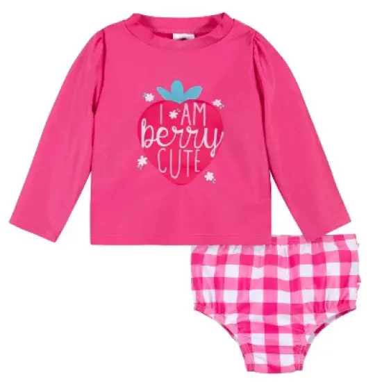 Gerber Baby & Toddler Girls' Two-Piece Swim Briefs and Long Sleeve Rash Guard Set image {9}