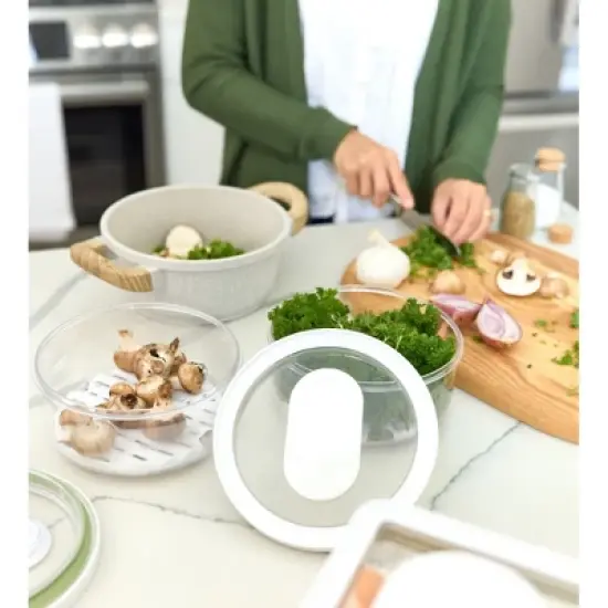 iDesign Round Produce Bin with Drainage Tray and Lid image {7}