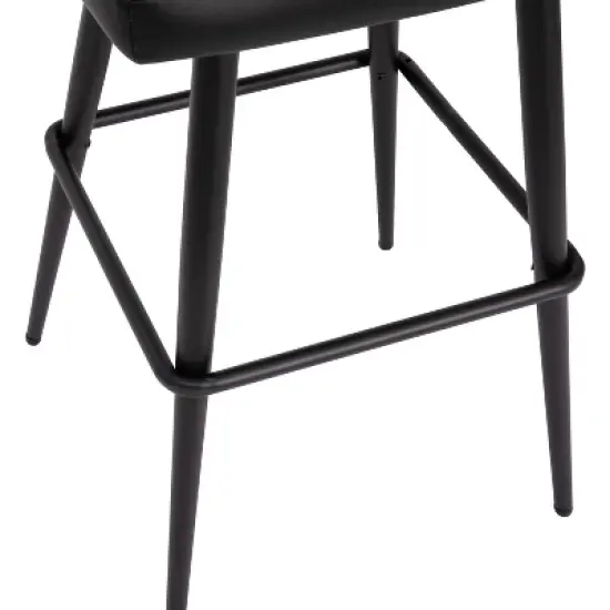 Merrick Lane Set of 2 Modern Armless Barstools with Contoured Backs, Steel Frames, and Integrated Footrests image {7}