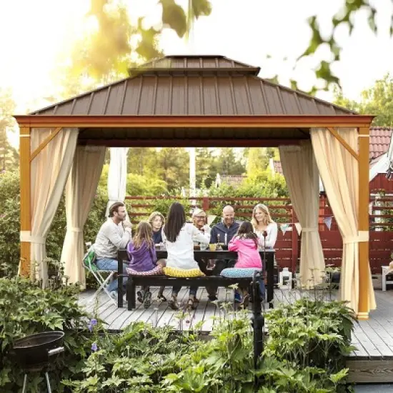 EROMMY Gazebo 12&rsquo;x14&rsquo;W/Steel Double Roof Hardtop Gazebo image {2}