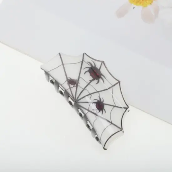 Unique Bargains Halloween Spiderweb Design Claw Clip Black White 1 Pc image {4}