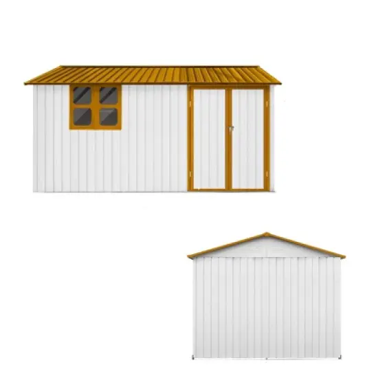 Metal Metal garden sheds outdoor storage sheds with window Yellow+White image {2}