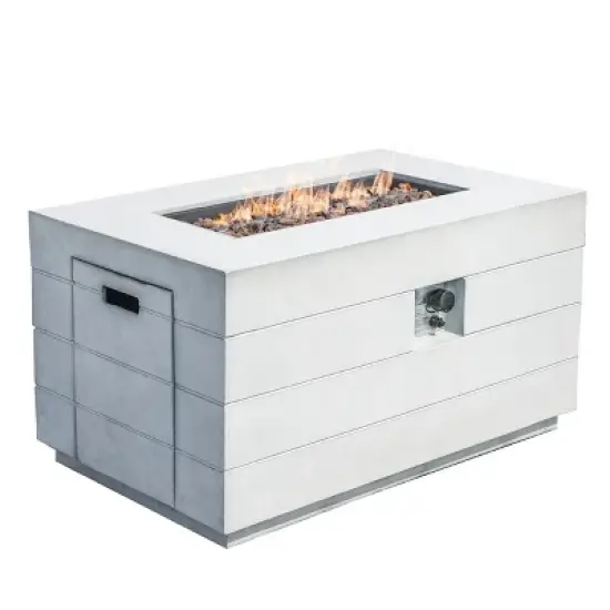 Moda Furnishings 23.8'' H x 42.5'' W Magnesium Oxide Propane Outdoor Fire Pit Table with Lid image {3}