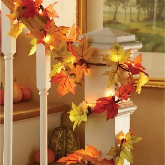Collections Etc Lighted Fall Leaves Garland image {1}
