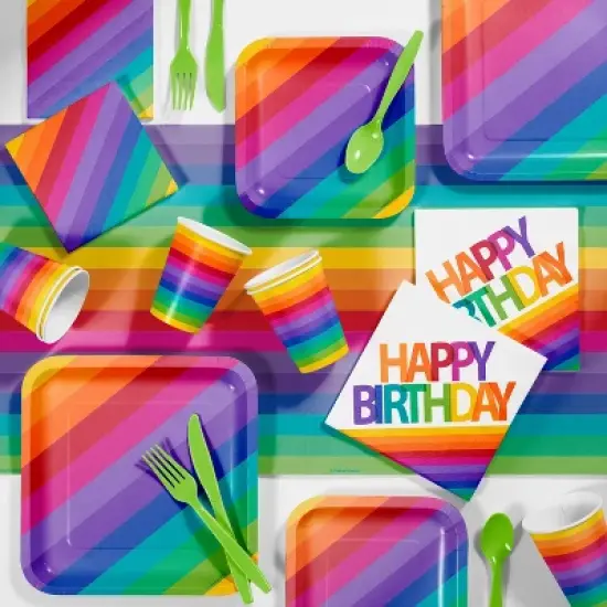 24ct Rainbow Paper Plates image {2}