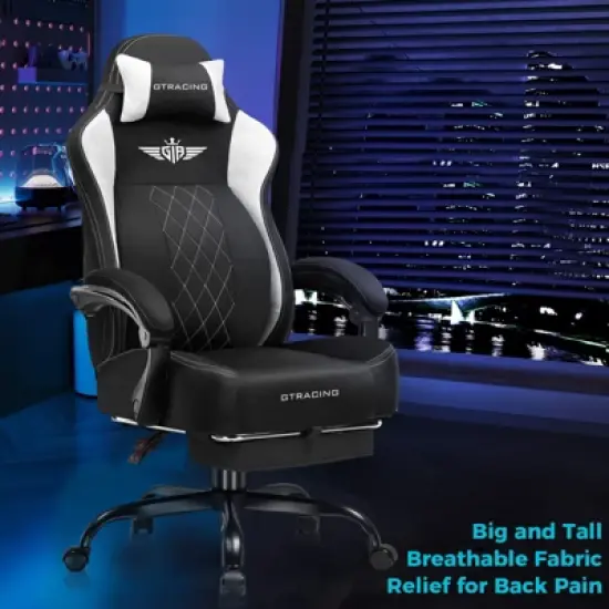 GTPLAYER Big and Tall Gaming Chair, Breathable Fabric, Strong Lumbar Support, Comfortable Office Chairs image {1}
