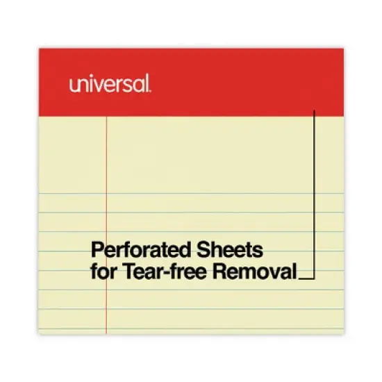 Universal Perforated Ruled Writing Pads, Narrow Rule, Red Headband, 50 Canary-Yellow 5 x 8 Sheets, Dozen image {6}