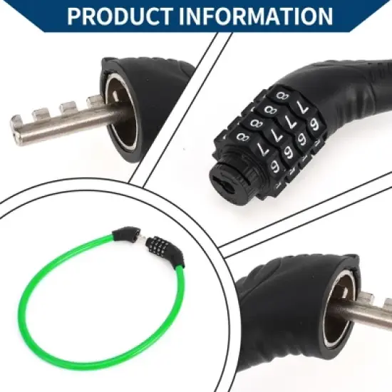 Unique Bargains Bicycle Lock Security Lock Resettable 4 Digit Combination Chain Bike Lock Green image {1}