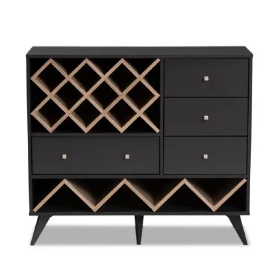 Savino and Oak Finished Wood Wine Cabinet Gray/Brown - BaxtonStudio image {7}