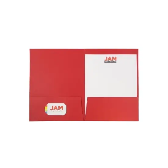 JAM Paper Two-Pocket Textured Linen Business Folders Red Bulk 100/Box (386Lreb) 386LREB image {2}