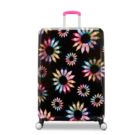 Sarah Jessica Parker Hardside Expandable Large Checked Spinner Suitcase - Black Shoe Wheel image {2}