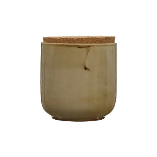 Storied Home Stoneware Jar with Cork Lid, Reactive Glaze image {3}