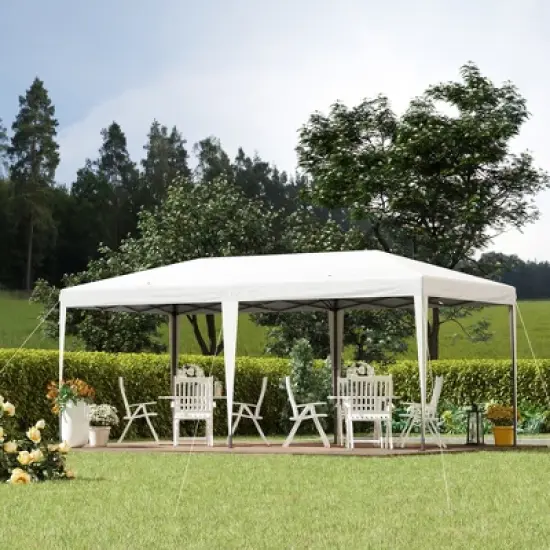 Outsunny 10' x 20' Pop Up Canopy with Sturdy Frame, UV Fighting Roof, Carry Bag for Patio, Backyard, Beach, Garden, White image {2}