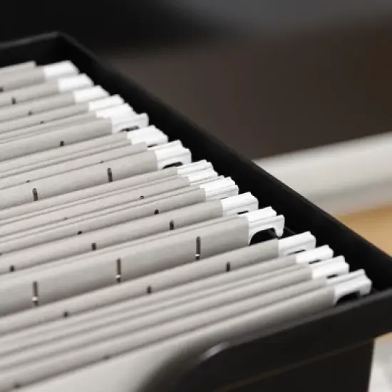 IRIS USA Portable Letter Size Desktop File Box with Open Lid, Side Handles, Hanging File Folders image {4}