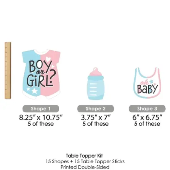 Big Dot of Happiness Baby Gender Reveal - Team Boy or Girl Party Centerpiece Sticks - Table Toppers - Set of 15 image {5}