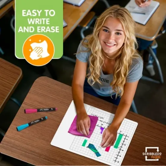 SCRIBBLEDO Dry Erase XY Graph 11"x14" Practice Sheets Pack of 10 image {3}