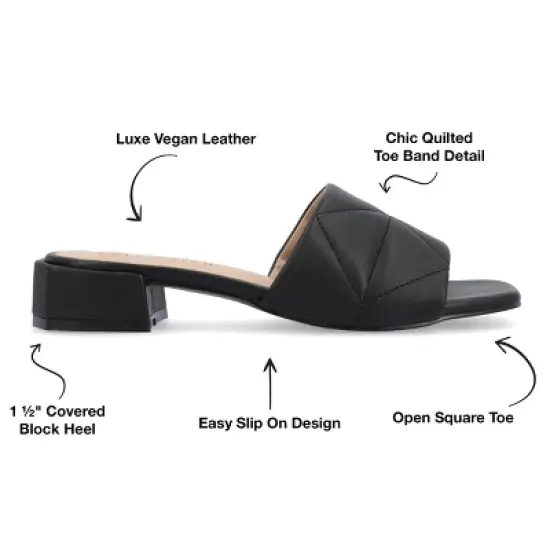 Journee Collection Womens Elidia Slip On Block Heel Vegan Leather Sandals image {7}