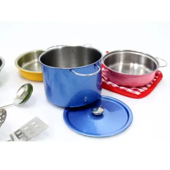 Insten 12 Piece Kids Pots and Pans Playset, Cooking Toy Kitchen Accessories Set image {3}