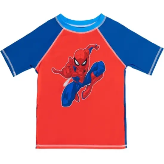 Marvel Avengers Captain America Pullover Rash Guard Swim Trunks and Cap 3 Piece Swimsuit Set Toddler image {3}