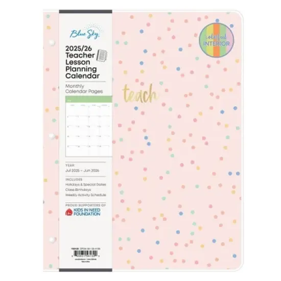 Blue Sky 8.5"x11" 2025-2026 Monthly Teacher Lesson Stapled Planner Clear Cover Mira Pink, Teacher Supplies image {2}