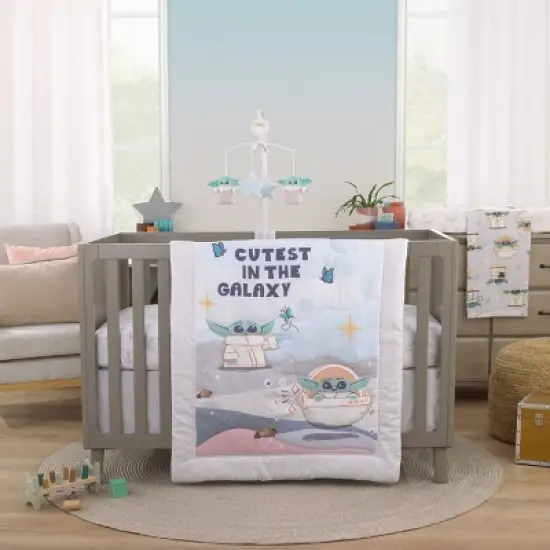 NoJo Star Wars Grogu Cutest in the Galaxy Cream and White Super Soft Contoured Changing Pad Cover image {2}