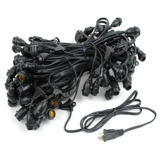 Novelty Lights Globe Outdoor String Lights with 100 suspended Sockets Suspended Black Wire 100 Feet image {3}