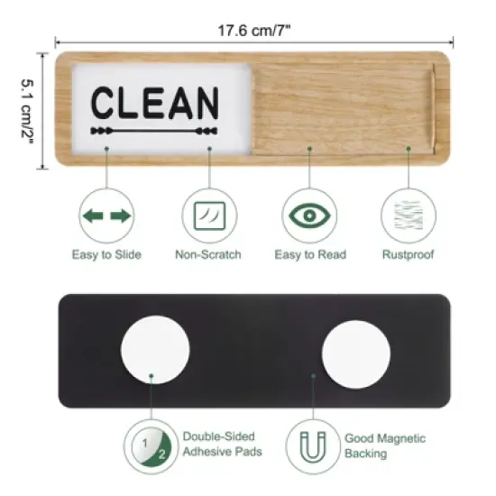 Unique Bargains Kitchen Hotel Indicating Clean Dirty Sign Rectangle Dishwasher Magnet image {1}