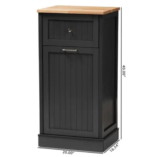Marcel Oak Finished Kitchen Cabinet Gray/Brown - Baxton Studio image {7}