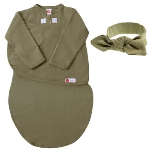 embe Newborn Long Sleeve Swaddle Sack and Bow Headband Set (0-3 months) image {8}