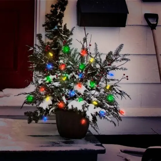 Philips 50ct Solar Faceted C6 String Lights Multicolor with Green Wire image {2}