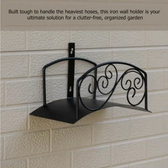 Gardenised Metal Wall-Mount Classic Swirl Hose Holder Heavy-Duty Outdoor Hanger and Water Hose Organizer with Sturdy Reel Hooks & Screw image {4}