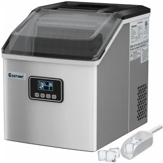 Costway Stainless Steel Ice Maker Machine Countertop 48Lbs/24H Self-Clean with LCD Display image {10}
