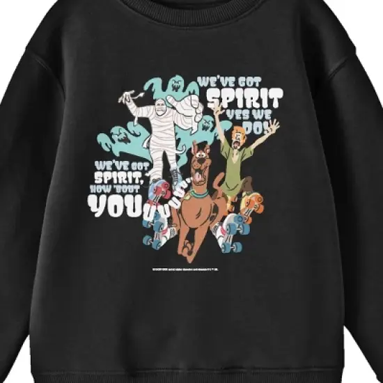 Scooby Doo We've Got Spirit Crew Neck Long Sleeve Black Youth Sweatshirt image {1}