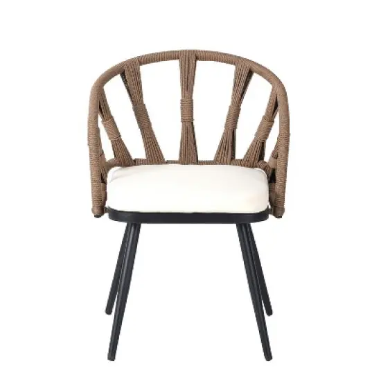 5-Piece Outdoor Dining Set, Rectangular Table with PE Rattan Rope-Woven Chairs & Cushions, Weather-Resistant Patio Furniture - ModernLuxe image {5}