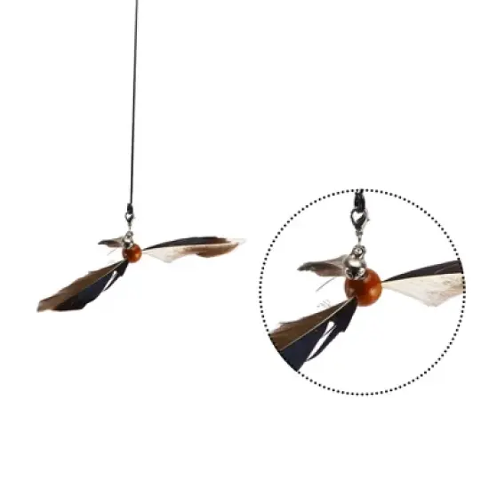 Unique Bargains Cat Teaser Windmill Style Handheld with Bell White Brown image {1}